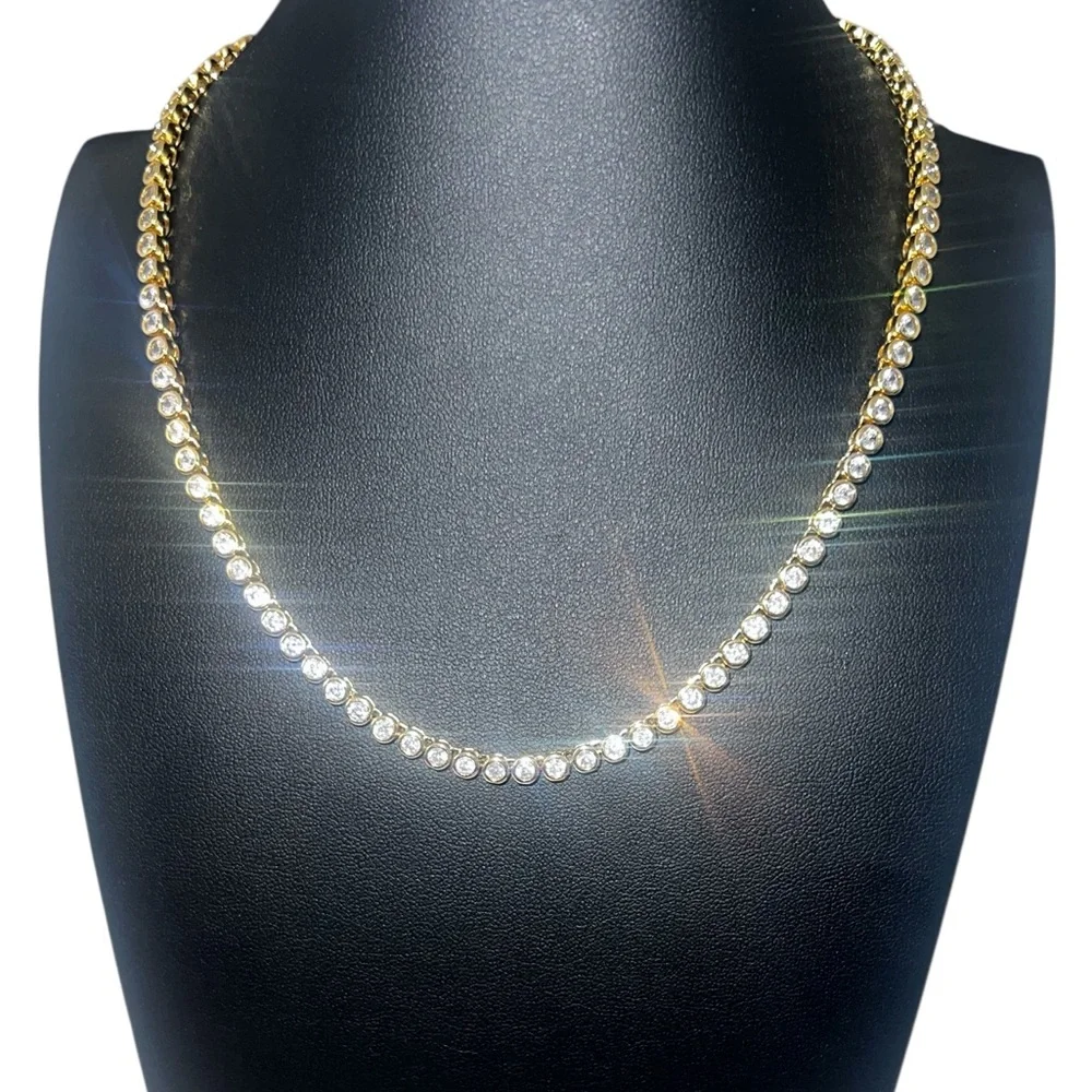 ✨NEW 18k gold plated Round Tennis Necklace – Tarnish Resistant ✨ - Picture 6 of 10